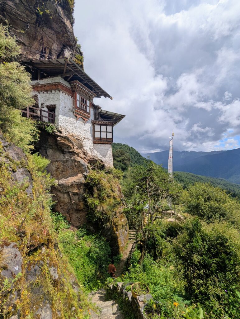 A view of  gravity defying Kungzandra Monastery on cliffside.