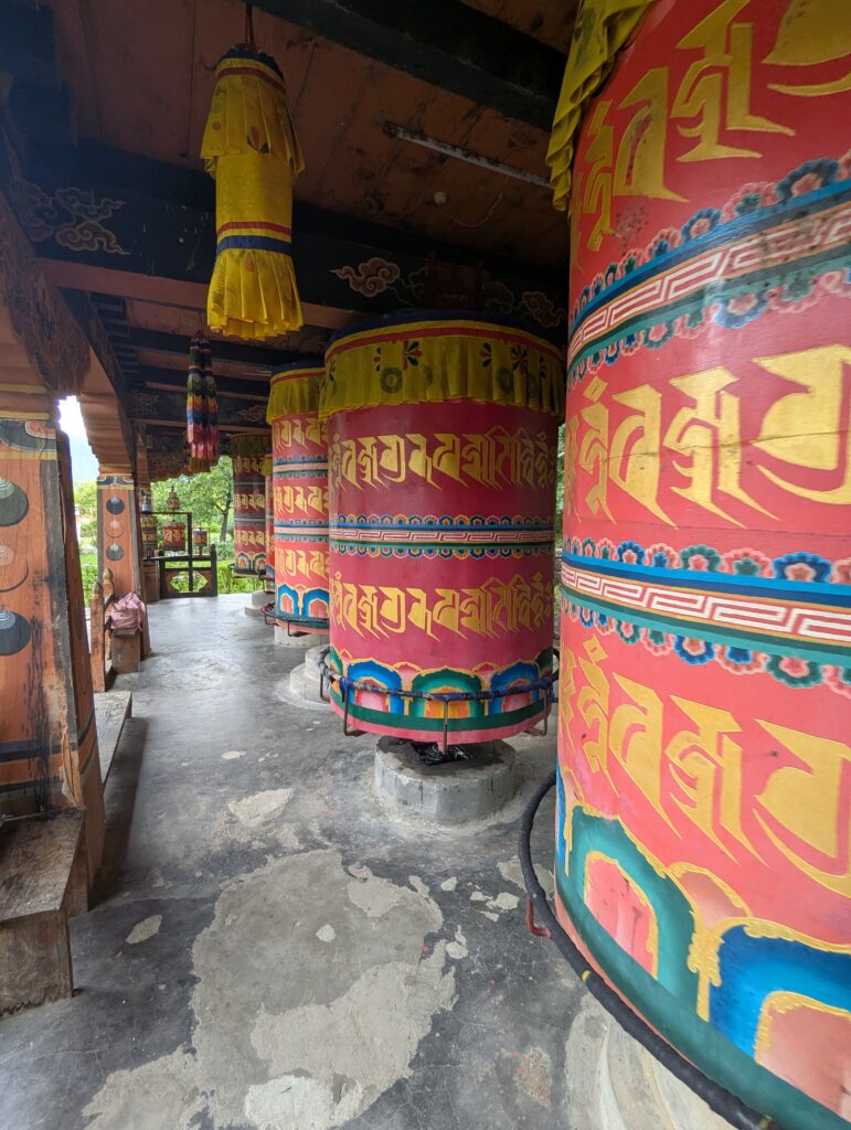 Two prayer wheels at Kyichu Lhkhang.